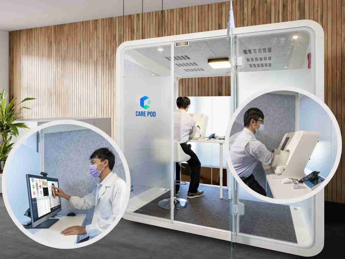 达擎于医疗科技展中展出＂远距诊疗舱＂，，，以因应医疗数字化及社会高龄化趋势下、、、复诊及慢性病患等族群对于远距看诊需求逐渐升高所推出的创新整合方案。。。。多功能合一、、、高隐私性的远距诊疗舱可根据病患端与医师端的不同需求，，，提供弹性化及客制化功能，，，，节省医生和病患的精力及时间