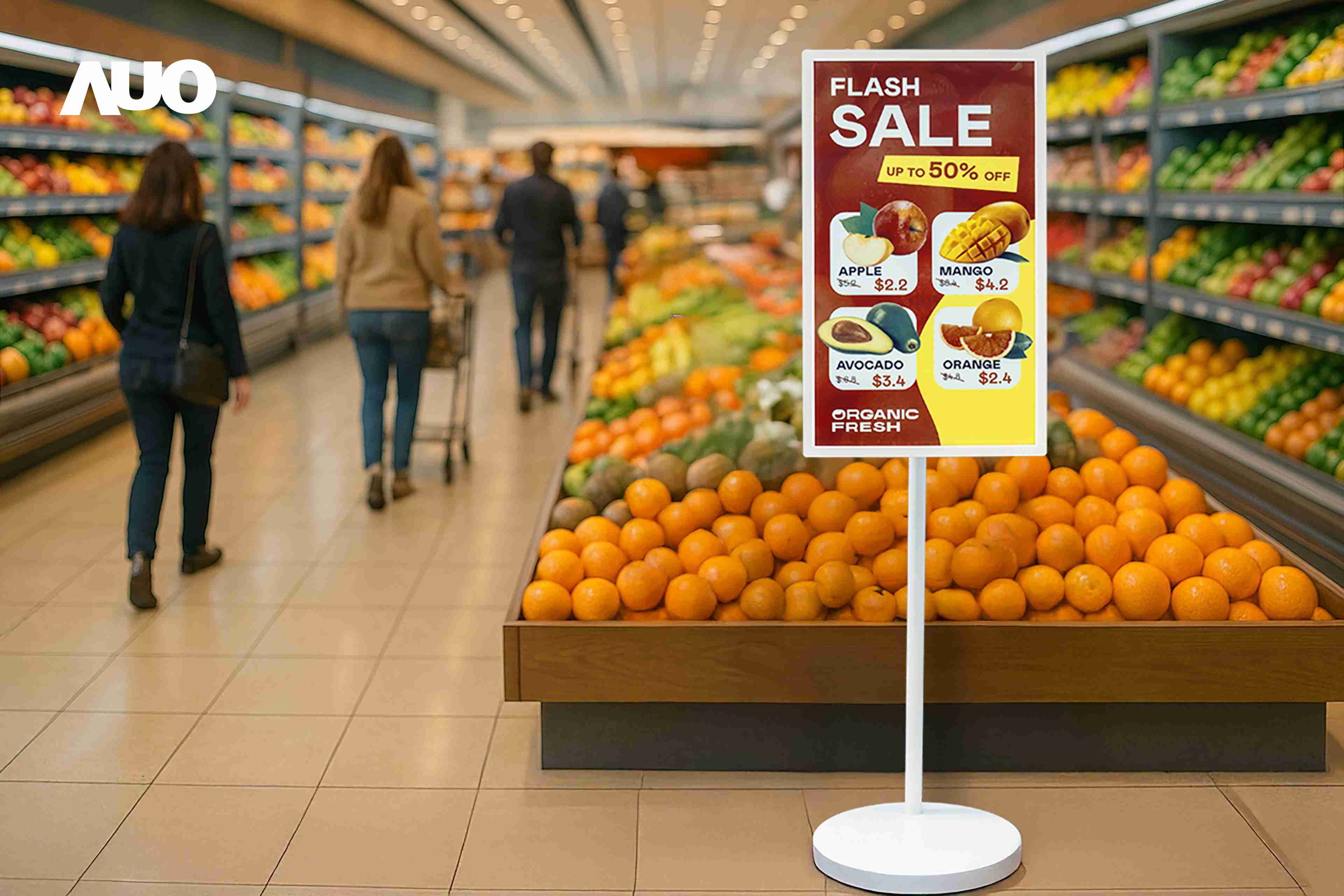 达擎首亮相低功耗、、全彩的〝aecoPost电子纸解决方案〞，，，，仅在更新画面时需要微量的电力驱动，，，，无需布建电线的便捷设计，，，使其可灵活应用、、随意置放，，，并可透过云端或行动装置app，，，轻松管理及排程广告内容，，，晋升店头营销利器。。。。